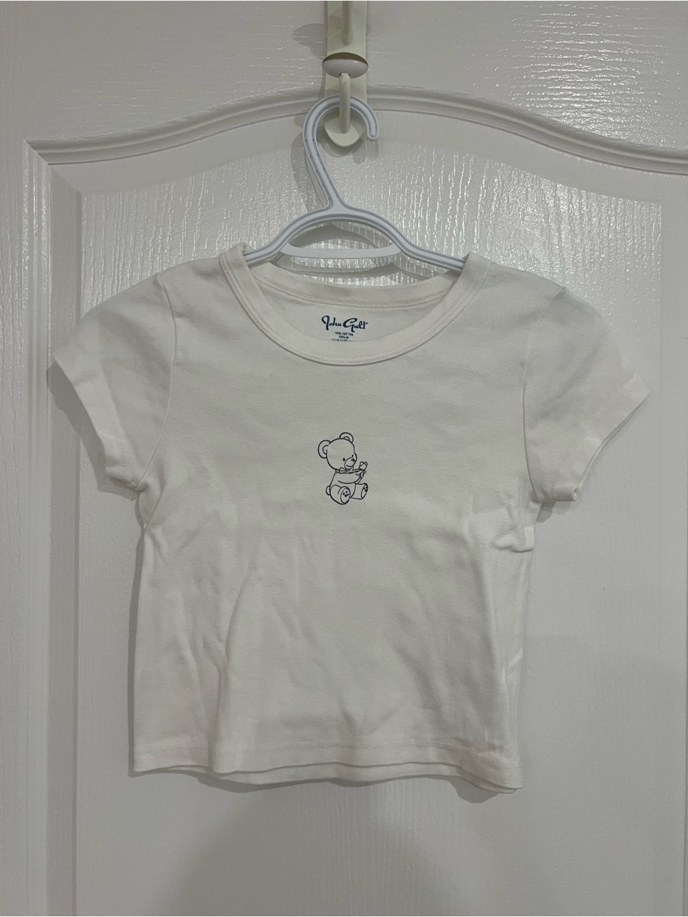 Brandy Melville White Navy Bear Graphic Tee